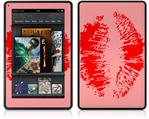 Amazon Kindle Fire (Original) Decal Style Skin - Big Kiss Red Lips on Pink
