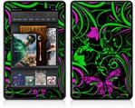 Amazon Kindle Fire (Original) Decal Style Skin - Twisted Garden Green and Hot Pink