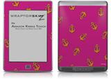 Anchors Away Fuschia Hot Pink - Decal Style Skin (fits Amazon Kindle Touch Skin)