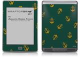 Anchors Away Hunter Green - Decal Style Skin (fits Amazon Kindle Touch Skin)