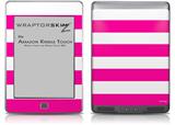 Kearas Psycho Stripes Hot Pink and White - Decal Style Skin (fits Amazon Kindle Touch Skin)