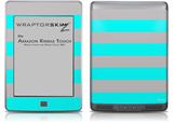 Kearas Psycho Stripes Neon Teal and Gray - Decal Style Skin (fits Amazon Kindle Touch Skin)