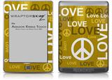 Love and Peace Yellow - Decal Style Skin (fits Amazon Kindle Touch Skin)