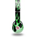 Skin Decal Wrap works with Original Beats Solo HD Headphones Metal Flames Green Skin Only (HEADPHONES NOT INCLUDED)