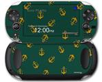 Anchors Away Hunter Green - Decal Style Skin fits Sony PS Vita