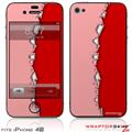 iPhone 4S Skin Ripped Colors Pink Red