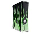 Metal Flames Green Decal Style Skin for XBOX 360 Slim Vertical