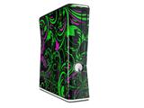 Twisted Garden Green and Hot Pink Decal Style Skin for XBOX 360 Slim Vertical