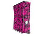 Scattered Skulls Hot Pink Decal Style Skin for XBOX 360 Slim Vertical