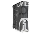 Love and Peace Gray Decal Style Skin for XBOX 360 Slim Vertical
