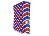 Zig Zag Red White and Blue Decal Style Skin for XBOX 360 Slim Vertical