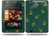 Anchors Away Hunter Green Decal Style Skin fits Amazon Kindle Fire HD 8.9 inch
