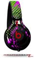 Skin Decal Wrap works with Beats Mixr Headphones Halftone Splatter Hot Pink Green Skin Only (HEADPHONES NOT INCLUDED)