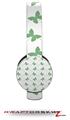 Pastel Butterflies Green on White Decal Style Skin (fits Sol Republic Tracks Headphones - HEADPHONES NOT INCLUDED) 
