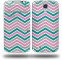 Zig Zag Teal Pink and Gray - Decal Style Skin (fits Samsung Galaxy S IV S4)
