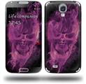 Flaming Fire Skull Hot Pink Fuchsia - Decal Style Skin (fits Samsung Galaxy S IV S4)
