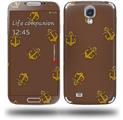 Anchors Away Chocolate Brown - Decal Style Skin (fits Samsung Galaxy S IV S4)