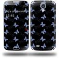 Pastel Butterflies Blue on Black - Decal Style Skin (fits Samsung Galaxy S IV S4)