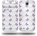 Pastel Butterflies Purple on White - Decal Style Skin (fits Samsung Galaxy S IV S4)