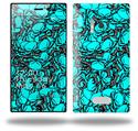 Scattered Skulls Neon Teal - Decal Style Skin (fits Nokia Lumia 928)