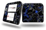 Twisted Garden Gray and Blue - Decal Style Vinyl Skin fits Nintendo 2DS - 2DS NOT INCLUDED
