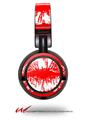 Decal style Skin Wrap for Sony MDR ZX100 Headphones Big Kiss Lips White on Red (HEADPHONES  NOT INCLUDED)