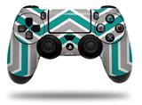 WraptorSkinz Skin compatible with Sony PS4 Dualshock Controller PlayStation 4 Original Slim and Pro Zig Zag Teal and Gray (CONTROLLER NOT INCLUDED)