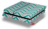 Vinyl Decal Skin Wrap compatible with Sony PlayStation 4 Original Console Zig Zag Teal and Gray (PS4 NOT INCLUDED)