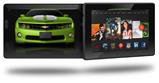 2010 Chevy Camaro Green - White Stripes on Black - Decal Style Skin fits 2013 Amazon Kindle Fire HD 7 inch
