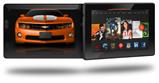 2010 Chevy Camaro Orange - White Stripes on Black - Decal Style Skin fits 2013 Amazon Kindle Fire HD 7 inch