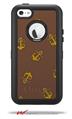 Anchors Away Chocolate Brown - Decal Style Vinyl Skin fits Otterbox Defender iPhone 5C Case (CASE SOLD SEPARATELY)