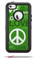 Love and Peace Green - Decal Style Vinyl Skin fits Otterbox Defender iPhone 5C Case (CASE SOLD SEPARATELY)