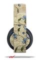 Vinyl Decal Skin Wrap compatible with Original Sony PlayStation 4 Gold Wireless Headphones Flowers and Berries Blue (PS4 HEADPHONES NOT INCLUDED)