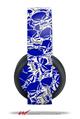 Vinyl Decal Skin Wrap compatible with Original Sony PlayStation 4 Gold Wireless Headphones Scattered Skulls Royal Blue (PS4 HEADPHONES NOT INCLUDED)