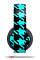 Vinyl Decal Skin Wrap compatible with Original Sony PlayStation 4 Gold Wireless Headphones Houndstooth Neon Teal on Black (PS4 HEADPHONES NOT INCLUDED)