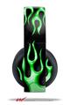 Vinyl Decal Skin Wrap compatible with Original Sony PlayStation 4 Gold Wireless Headphones Metal Flames Green (PS4 HEADPHONES NOT INCLUDED)