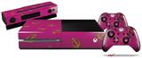 Anchors Away Fuschia Hot Pink - Holiday Bundle Decal Style Skin fits XBOX One Console Original, Kinect and 2 Controllers (XBOX SYSTEM NOT INCLUDED)