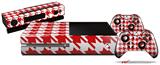 Houndstooth Red - Holiday Bundle Decal Style Skin fits XBOX One Console Original, Kinect and 2 Controllers (XBOX SYSTEM NOT INCLUDED)