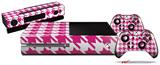 Houndstooth Hot Pink - Holiday Bundle Decal Style Skin fits XBOX One Console Original, Kinect and 2 Controllers (XBOX SYSTEM NOT INCLUDED)