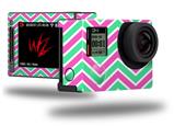 Zig Zag Teal Green and Pink - Decal Style Skin fits GoPro Hero 4 Silver Camera (GOPRO SOLD SEPARATELY)