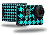 Houndstooth Neon Teal on Black - Decal Style Skin fits GoPro Hero 4 Black Camera (GOPRO SOLD SEPARATELY)