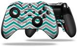 Zig Zag Teal and Gray - Decal Style Skin fits Microsoft XBOX One ELITE Wireless Controller (CONTROLLER NOT INCLUDED)