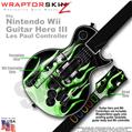 Metal Flames Green Skin by WraptorSkinz TM fits Nintendo Wii Guitar Hero III (3) Les Paul Controller (GUITAR NOT INCLUDED)