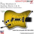 PS2 Guitar Hero I & II White Wireless Colorburst Yellow Skin