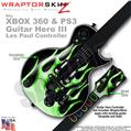 Metal Flames Green WraptorSkinz  Skin fits XBOX 360 & PS3 Guitar Hero III Les Paul Controller (GUITAR NOT INCLUDED)