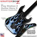 PS2 Guitar Hero II Kramer Metal Flames Blue Faceplate Skin