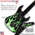 PS2 Guitar Hero II Kramer Metal Flames Green Faceplate Skin