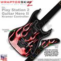 PS2 Guitar Hero II Kramer Metal Flames Red Faceplate Skin