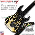 PS2 Guitar Hero II Kramer Metal Flames Yellow Faceplate Skin