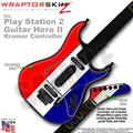 PS2 Guitar Hero II Kramer Red, White and Blue Faceplate Skin